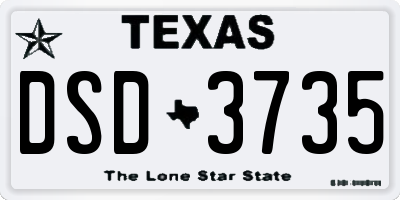 TX license plate DSD3735