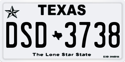 TX license plate DSD3738