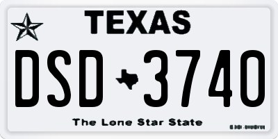 TX license plate DSD3740