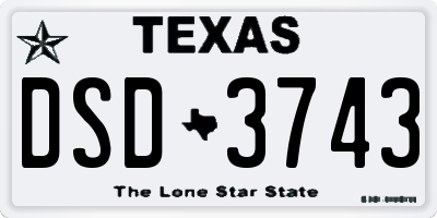TX license plate DSD3743
