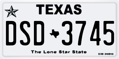 TX license plate DSD3745