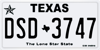 TX license plate DSD3747
