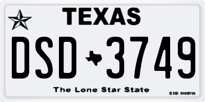 TX license plate DSD3749