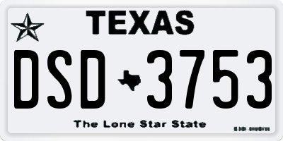TX license plate DSD3753