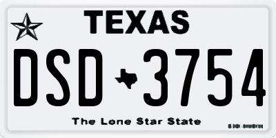 TX license plate DSD3754