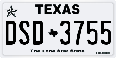 TX license plate DSD3755
