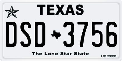 TX license plate DSD3756