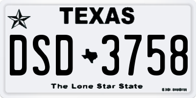 TX license plate DSD3758