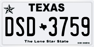 TX license plate DSD3759
