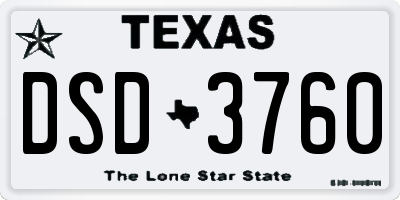 TX license plate DSD3760
