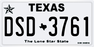 TX license plate DSD3761