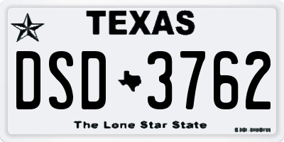 TX license plate DSD3762
