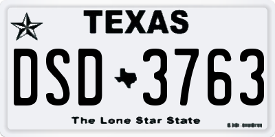 TX license plate DSD3763