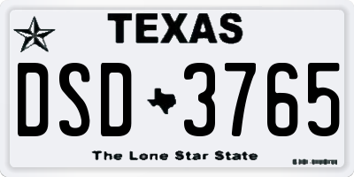 TX license plate DSD3765