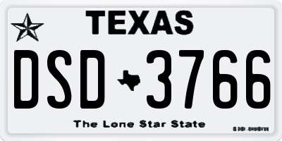 TX license plate DSD3766