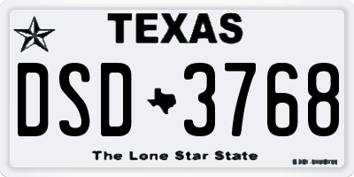 TX license plate DSD3768