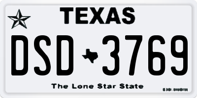TX license plate DSD3769
