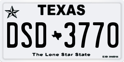 TX license plate DSD3770