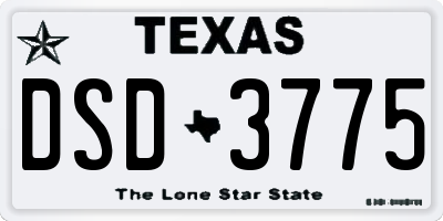 TX license plate DSD3775