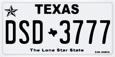 TX license plate DSD3777