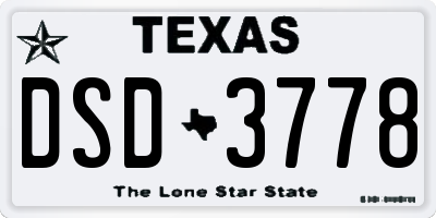 TX license plate DSD3778
