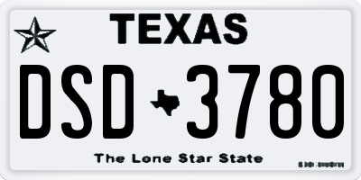 TX license plate DSD3780