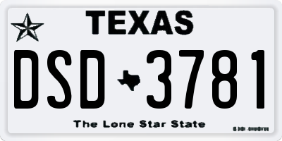 TX license plate DSD3781