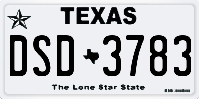 TX license plate DSD3783