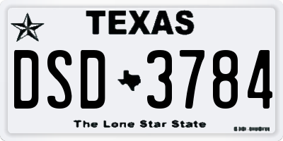 TX license plate DSD3784