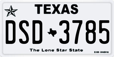 TX license plate DSD3785
