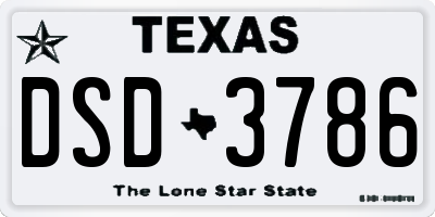TX license plate DSD3786