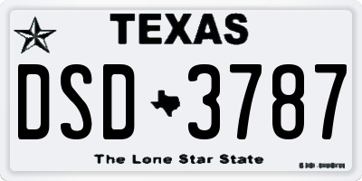 TX license plate DSD3787