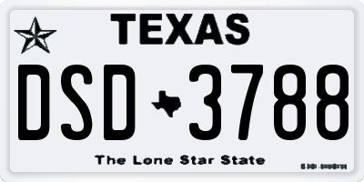 TX license plate DSD3788