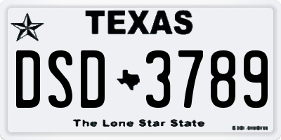 TX license plate DSD3789
