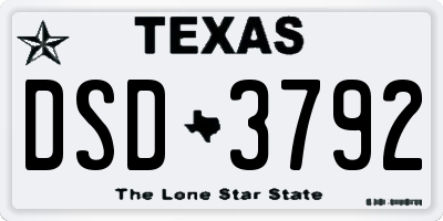 TX license plate DSD3792