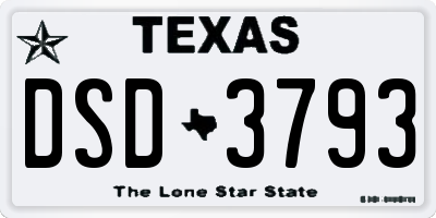 TX license plate DSD3793