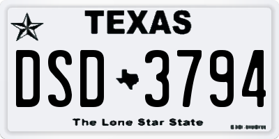 TX license plate DSD3794