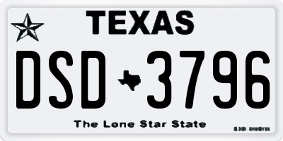 TX license plate DSD3796