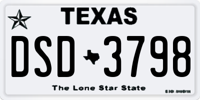 TX license plate DSD3798
