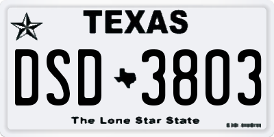 TX license plate DSD3803