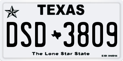 TX license plate DSD3809