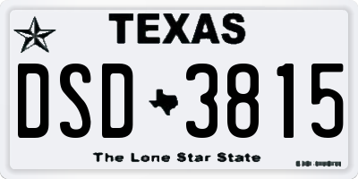 TX license plate DSD3815