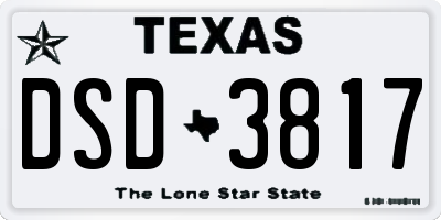 TX license plate DSD3817