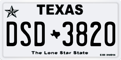 TX license plate DSD3820