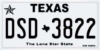 TX license plate DSD3822