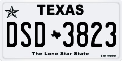 TX license plate DSD3823