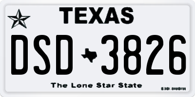 TX license plate DSD3826