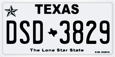 TX license plate DSD3829