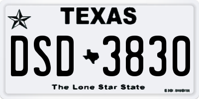 TX license plate DSD3830