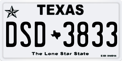 TX license plate DSD3833